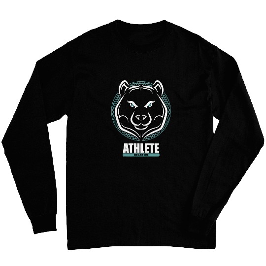 Gym Bears Head Blue Athlete Fitness Training Cool Modern Gym Long Sleeves