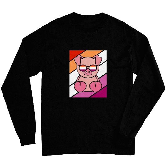 Pig With Pride Lesbian Flag LGBTQ Proud Ally Pride Support Long Sleeves