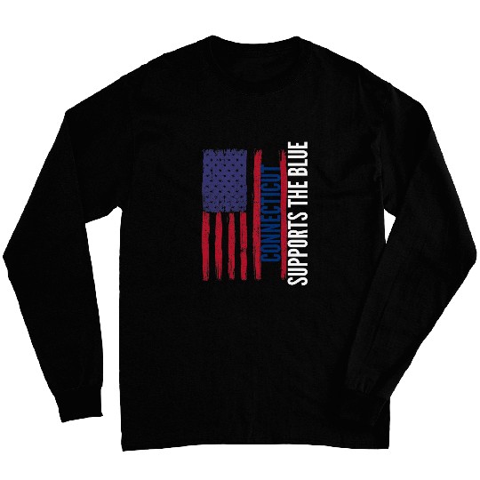 Connecticut Backs the Blue American Flag Police Support Long Sleeves