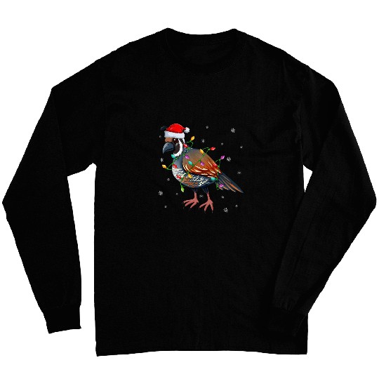 Quail Bird xmass Lighting Santa Hat Quail Christmas Long Sleeves