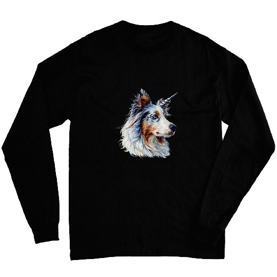 Australian Shepherd Unicorns Rainbow Dog Long Sleeves