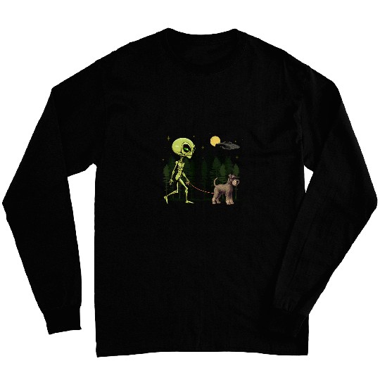 Funny Standard Schnauzer Alien Walking UFO Pet Dog Mom Dad Long Sleeves