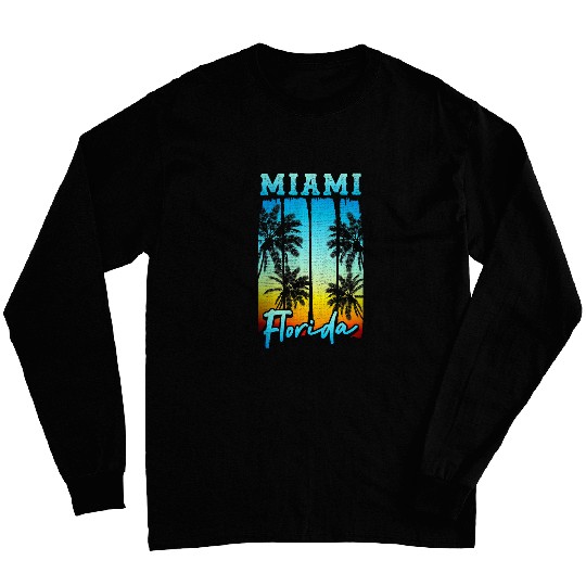 Surf Life Miami Florida Beach vintages Palm Trees Surf Vacation Retro Long Sleeves