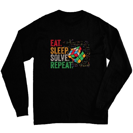 Eat Sleep Solve Repeat Math Speed Cubing Genie Cube 21 Long Sleeves