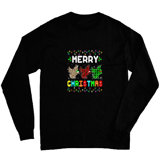 Lacrosse Gift Merry Christmas Raven Santa Elf xmass Leopard Plaid Long Sleeves