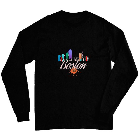 Boston Skyline Colorful Art Long Sleeves
