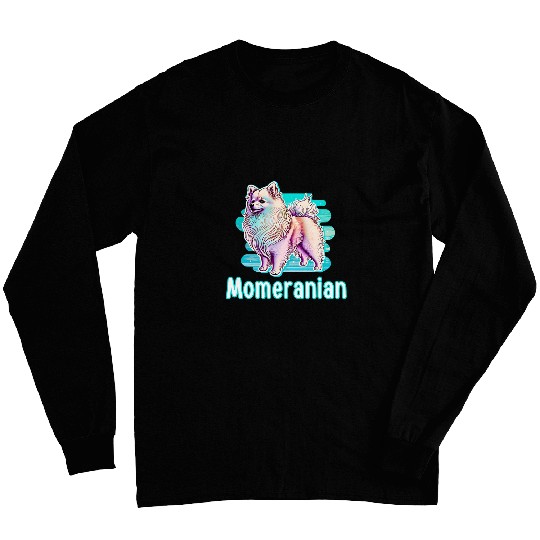 Colorful Pomeranian Design for Momeranian Pom Mom Parent Long Sleeves