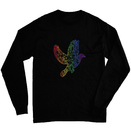 Lacrosse Gift LGBTQ Swallow Bird Rainbow Long Sleeves