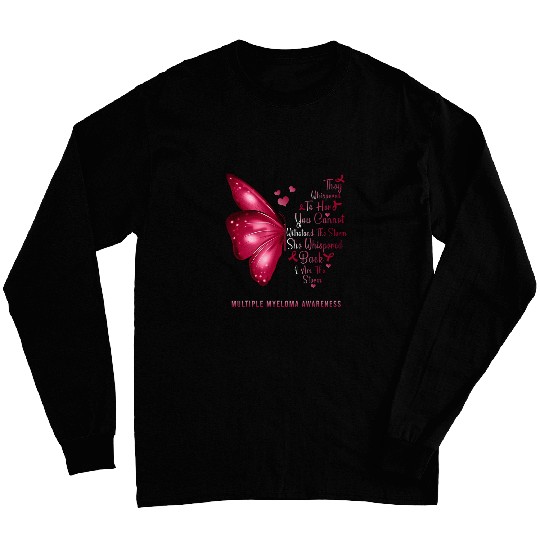 I Am The Storm Multiple Myeloma Awareness Burgundy Butterfly Long Sleeves
