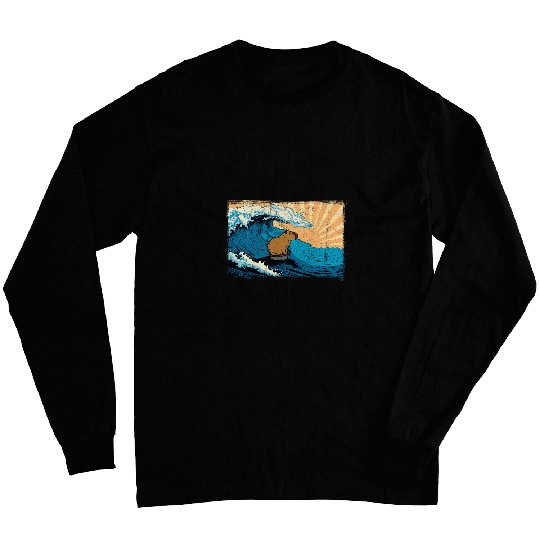 capybaras Wave Funny Surfing Rodent Animal Lovers Art Novelty Long Sleeves