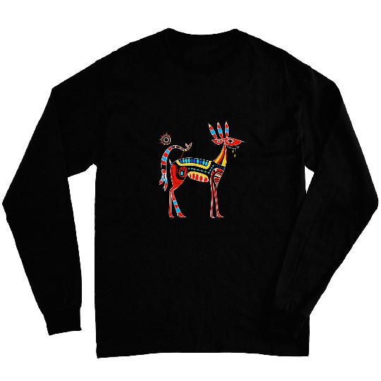 Deer in Native American Pacific Northwest Coast Style Long Sleeves