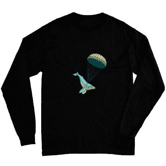 Blue Whale Parachute Illustration Long Sleeves