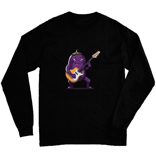 Eggplant playing Electric Guitar Eggplant Guitarist Long Sleeves