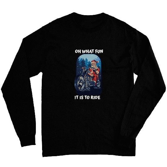 Biker Santa Motorcycle Fan Merry Christmas xmass Holidays 29 Long Sleeves