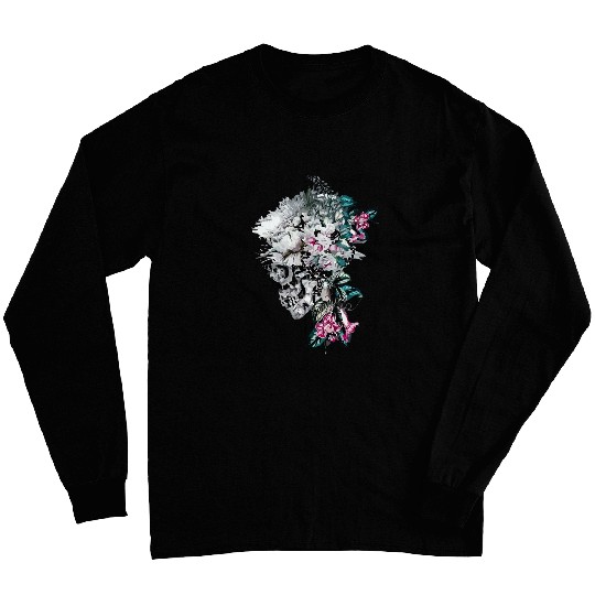 Flowers Skull Floral Sugar Dark Art Grunge Aesthetic horror 8 Long Sleeves