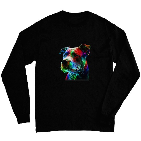 Colorful PitBull Beauty Graphic Art Pitbull Dog Lover Long Sleeves