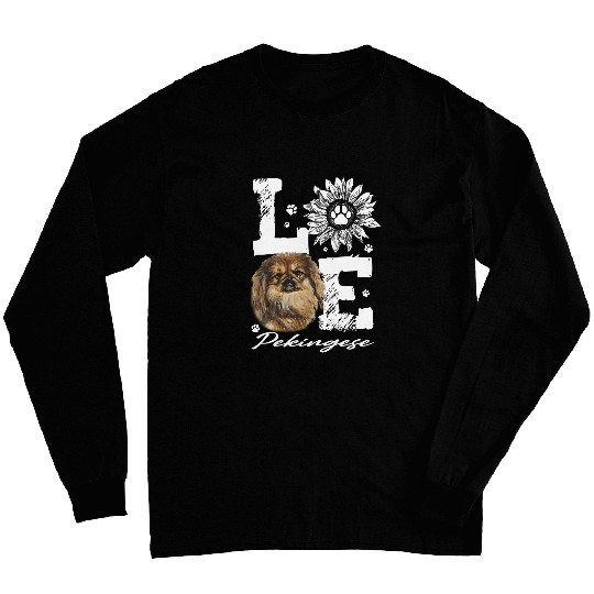 Love Funny Pekingese Dog Paw Sunflower Lover Gift Long Sleeves