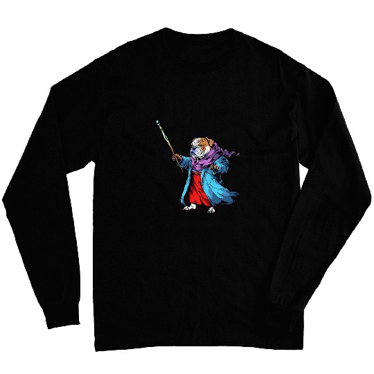 English Bulldog Wizard Funny Dog Magic Long Sleeves