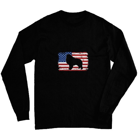 Dogs 365 vintages Great Pyrenees Dog US American Flag Long Sleeves