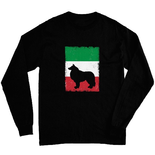 Border Collie Dog Italy Flag Italian vintages Mom Dad Long Sleeves