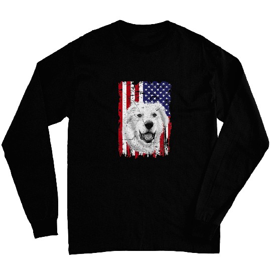 Dogs 365 Distress American flag Great Pyrenees Dog USA Long Sleeves