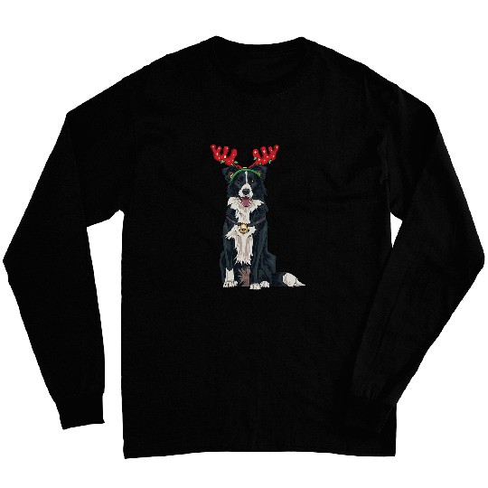 Christmas Border Collie   xmass Dog Lover Collie Mom Dad Long Sleeves