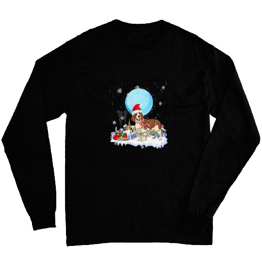 Springer Spaniel Dog Cute Christmas Lights Lover Tee Long Sleeves