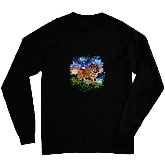 Chow Chowchow Starry Night Dog Pet Art by Aja Long Sleeves