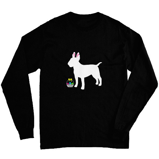 Bull Terrier Easter Bunny Dog Silhouette Long Sleeves