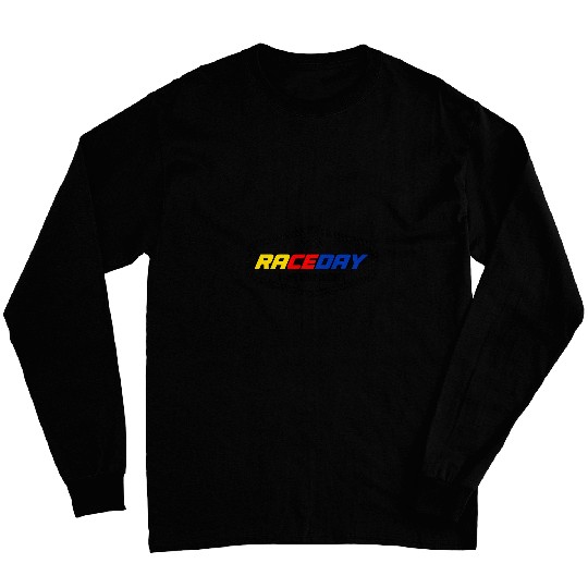 Raceday Checker Flag Racing Logo Motor Speedway Car Racing Long Sleeves