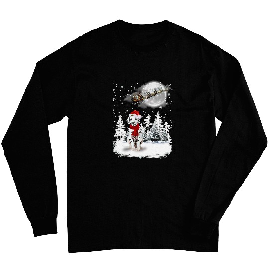 Dalmatian On Snow Christmas Moon Lighting Santa Hat5 Dalmatians Dog Long Sleeves