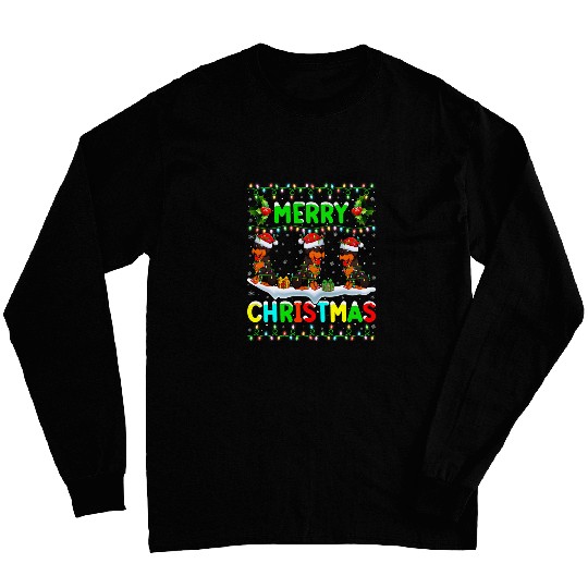 Dog Rottweiler Lighting Santa Hat Merry Christmas Rottweiler Long Sleeves