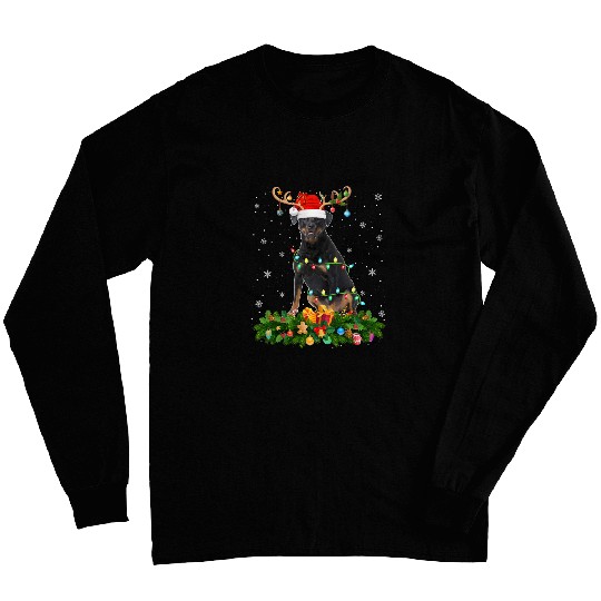 Dog Rottweiler Lover Reindeer Santa Hat Rottweiler Christmas Long Sleeves