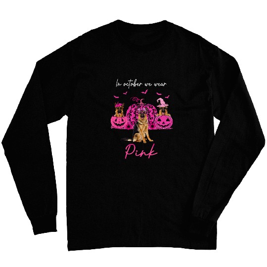 GSD In October We Wear Pink Halloween Dog German Shepherd Dog Dog Long Sleeves