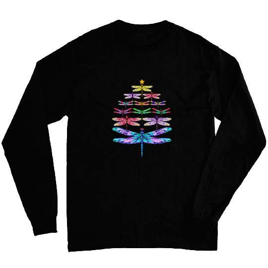 merry christmas dragonfly christmas tree xmass insect lover Long Sleeves