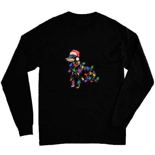 Dog Doberman Santa Christmas Tree Lights xmass Boys Dog Dogmas182 Long Sleeves