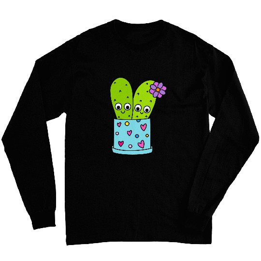 Cacti Couple In Cute Pot Long Sleeves