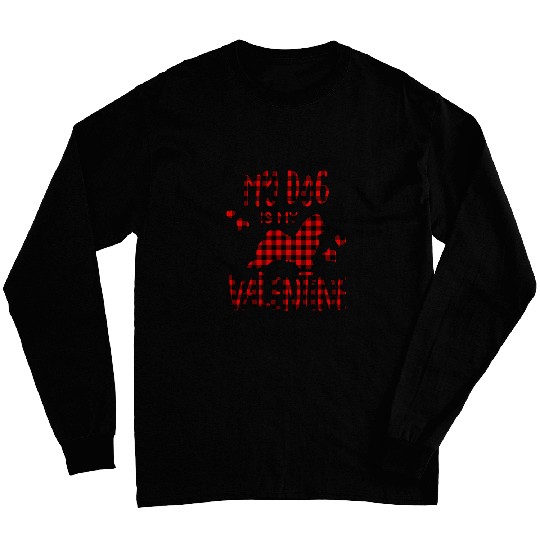Dog Maltese My Dog Is My Valentines Day Maltese Dog Owner Red Plaid Long Sleeves