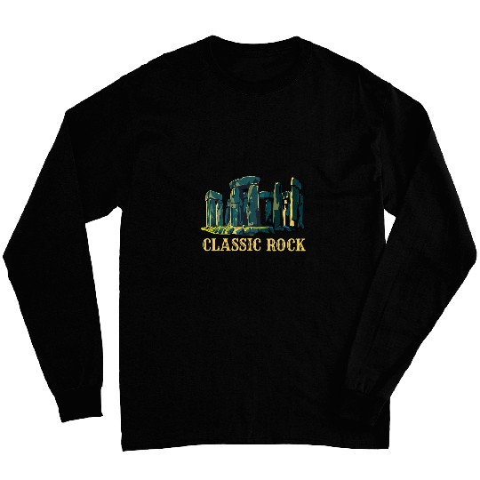 Funny Classic Rock Stonehenge Music Lover Puns Rockstar Art Long Sleeves