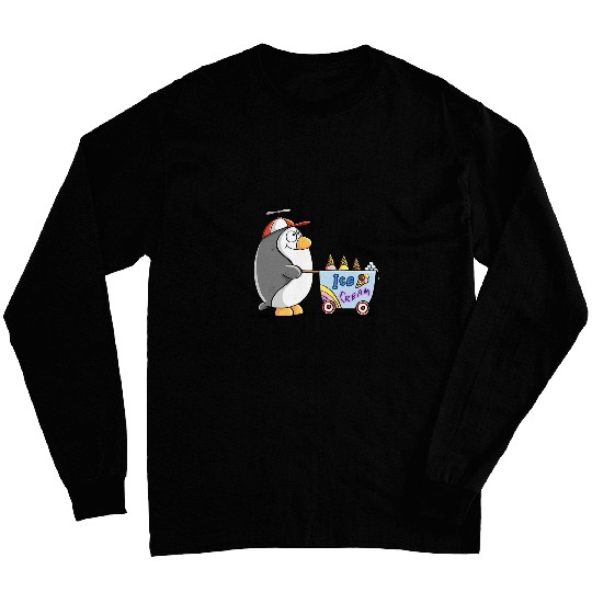 Funny Penguin With Little Ice Cream Truck Long Sleeves