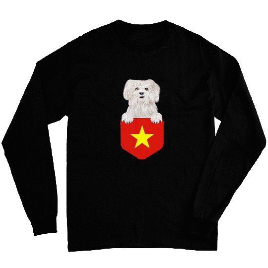 Dog Maltese Vietnam Flag Maltese Dog In Pocket Long Sleeves