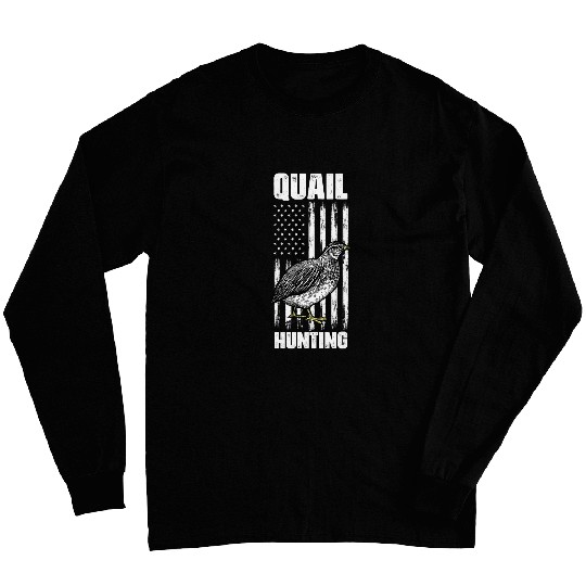 Patriotic Quail Hunting American Flag Bobwithe Quail Hunter Long Sleeves