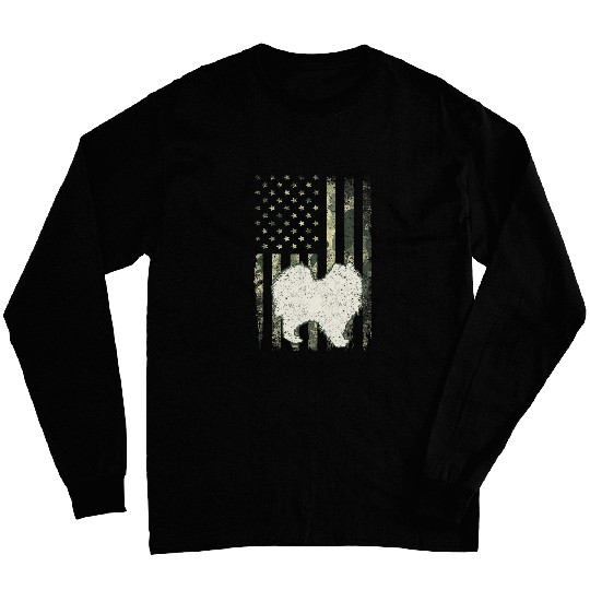 Dog Samoyed Dad Mom Camouflage USA Flag Long Sleeves