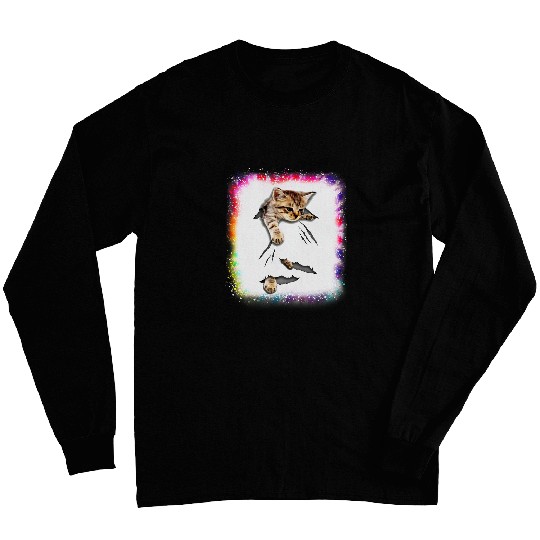 Cat Daddy Mommy Boy Girl Funny Tie Dye Bleached Long Sleeves