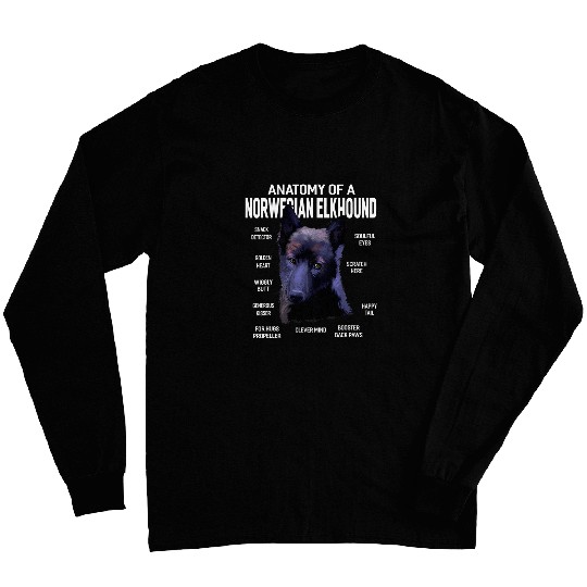 Dogs 365 Anatomy of a Norwegian Elkhound Dog Funny Gift Long Sleeves