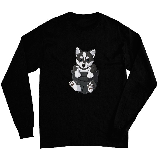 Dog in pocket Siberian Husky chest pocket Long Sleeves