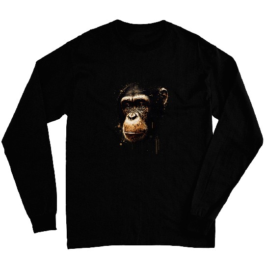 Chimpanzee Monkey Portrait Long Sleeves