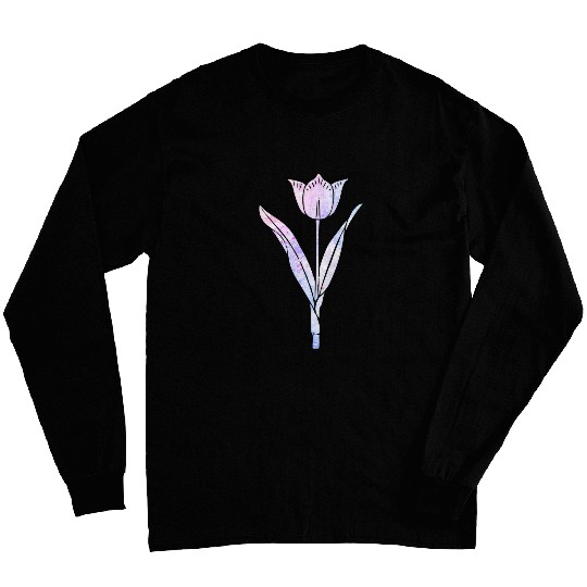 Colorful Watercolor Paint Gardening Tulip Plant Lover Flower Long Sleeves
