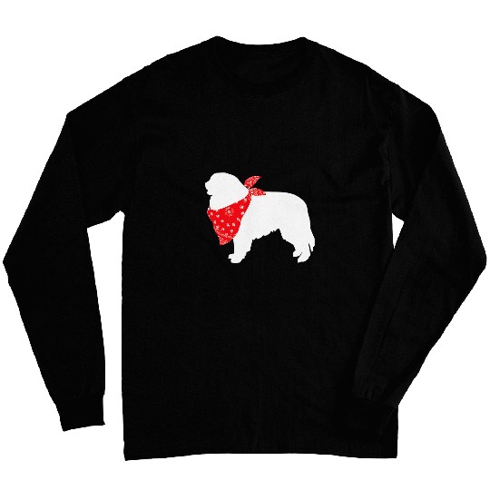 Great Pyrenees Dog Wearing Red Bandana Long Sleeves