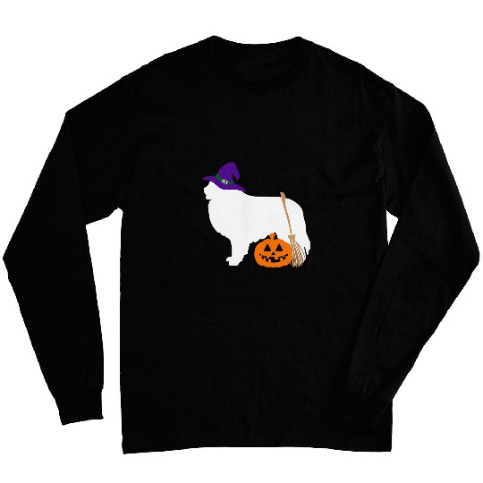 Great Pyrenees Halloween Dog Wearing Witch Hat Long Sleeves